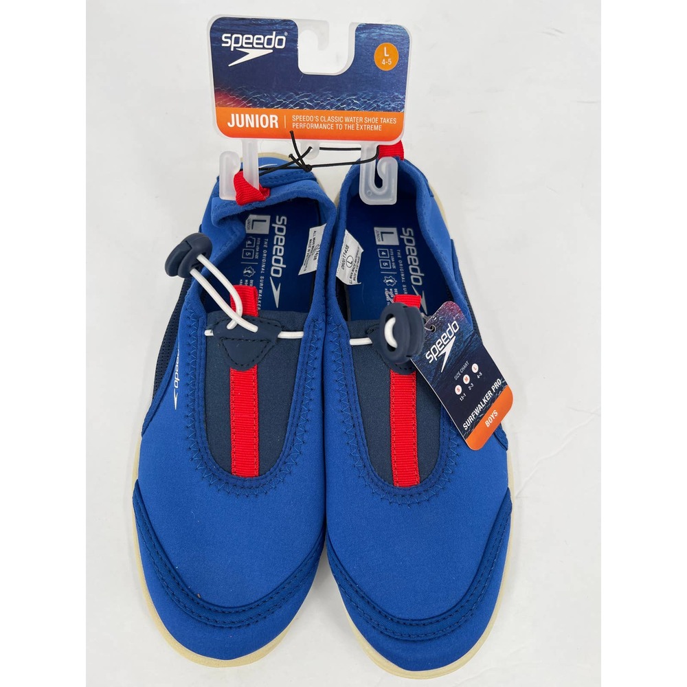 Speedo junior boys surfwalker pro water shoes blue and red size 4-5 large NWT